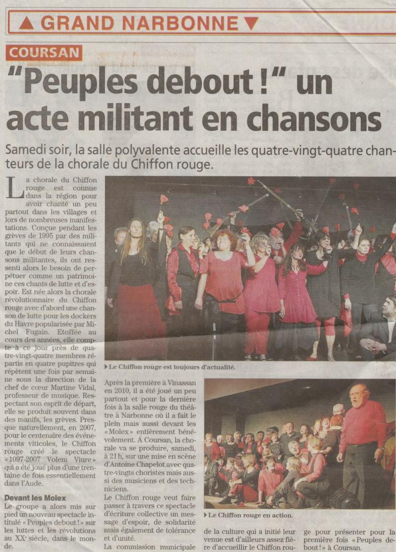 Article de presse : <span>Coursan: spectacle "Peuple Debout"</span>
